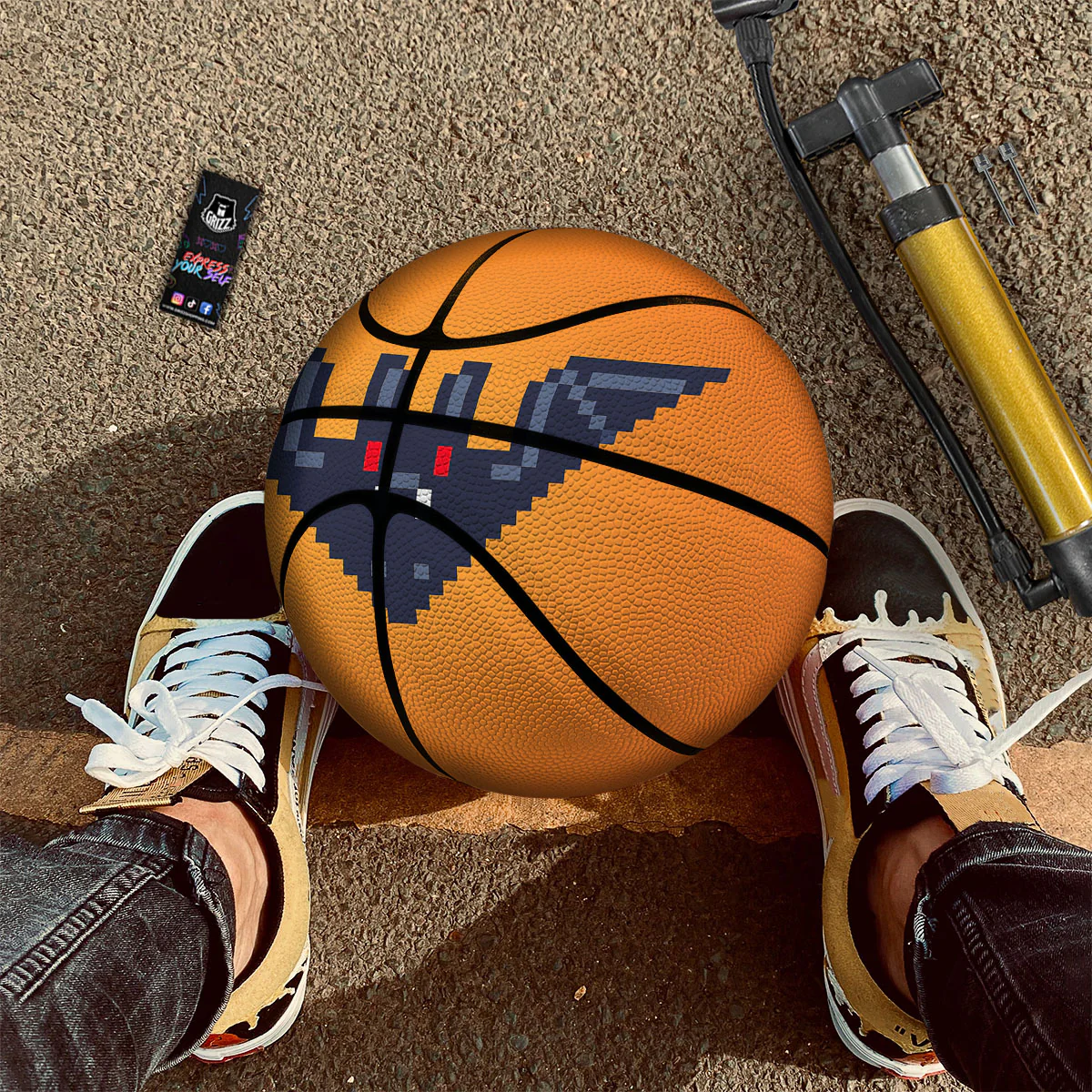 Halloween Bat 8-Bit Pixel Print Basketball - Image 2