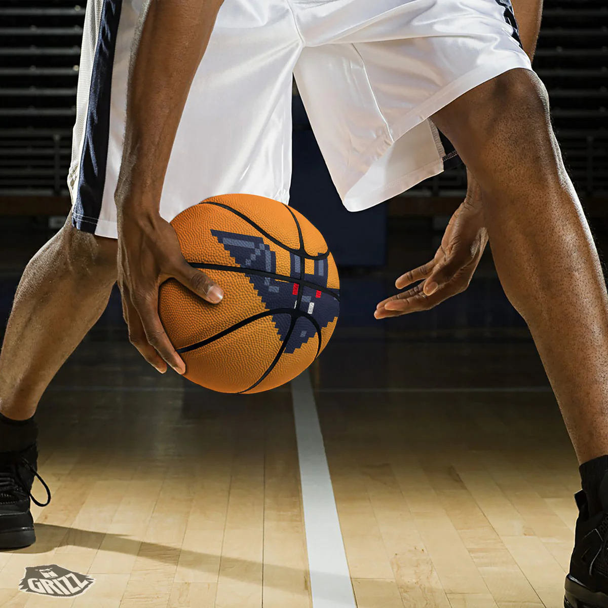 Halloween Bat 8-Bit Pixel Print Basketball - Image 3