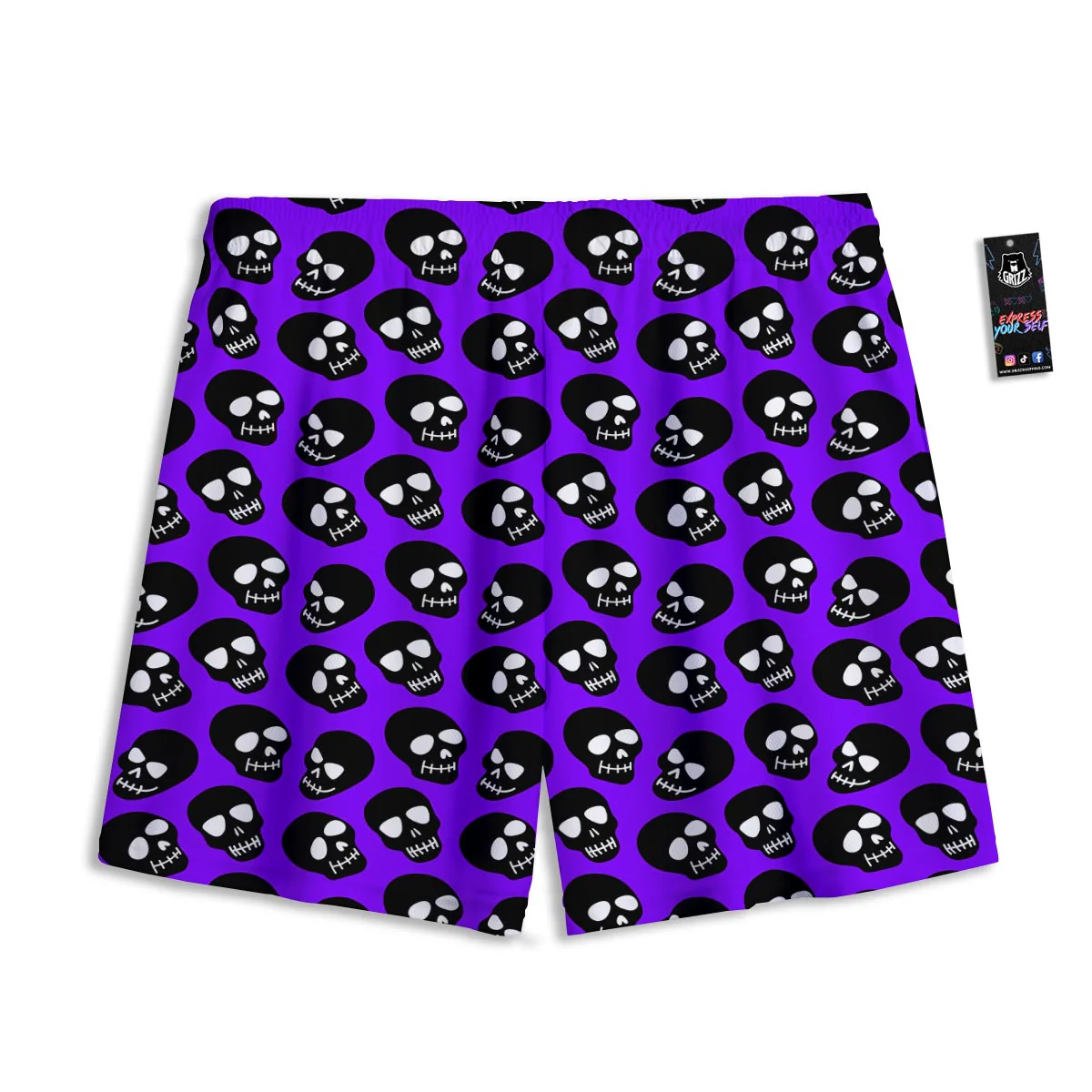 Halloween Black And Purple Print Pattern Mesh Shorts - Image 2