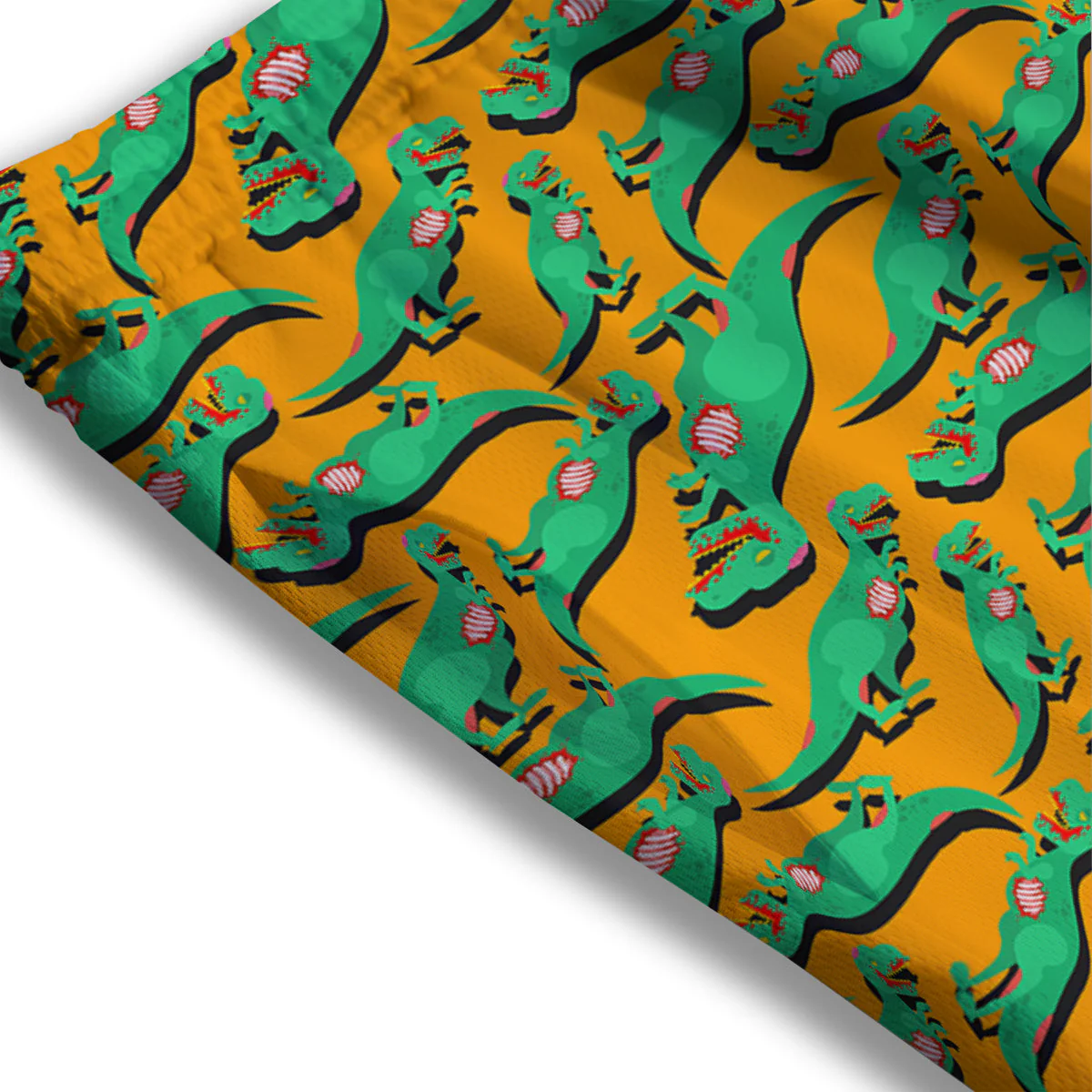 Halloween Cute Dino Print Pattern Mesh Shorts - Image 3