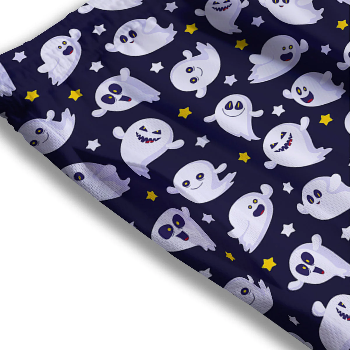 Halloween Cute Ghost Emoji Print Pattern Mesh Shorts - Image 3