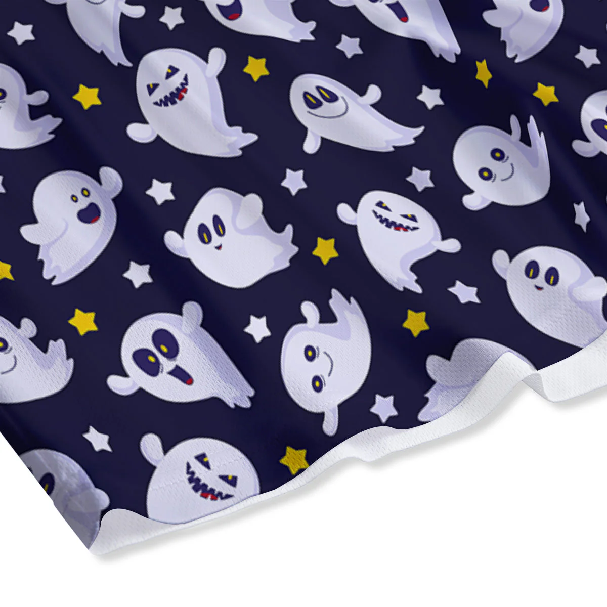 Halloween Cute Ghost Emoji Print Pattern Mesh Shorts - Image 4