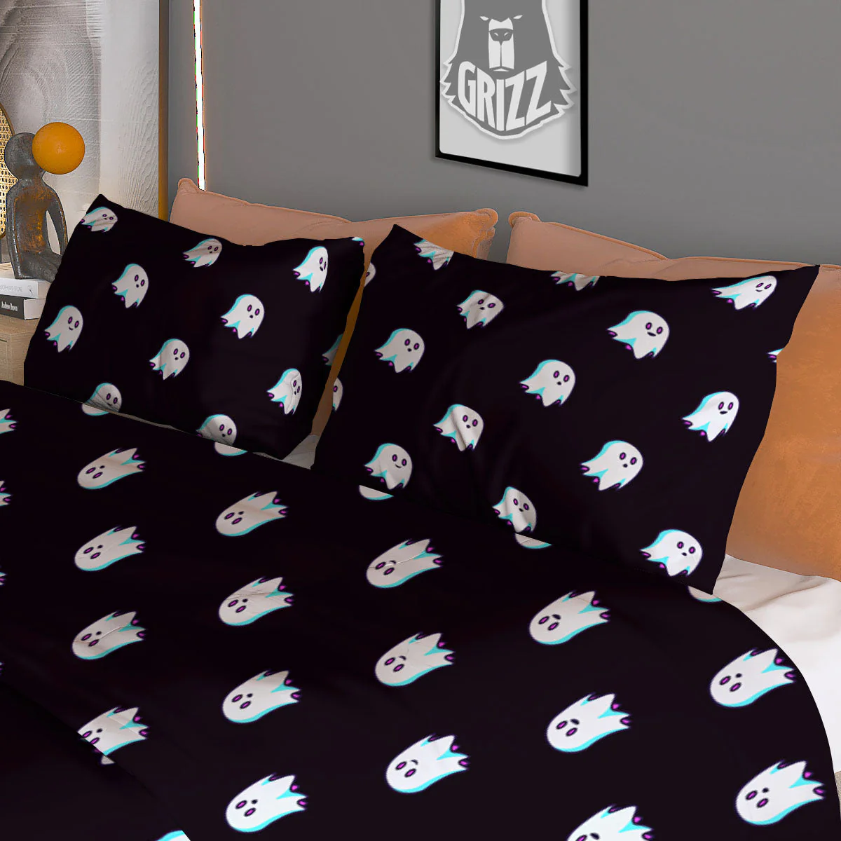 Halloween Ghost Little Print Pattern Duvet Cover Bedding Set - Image 3