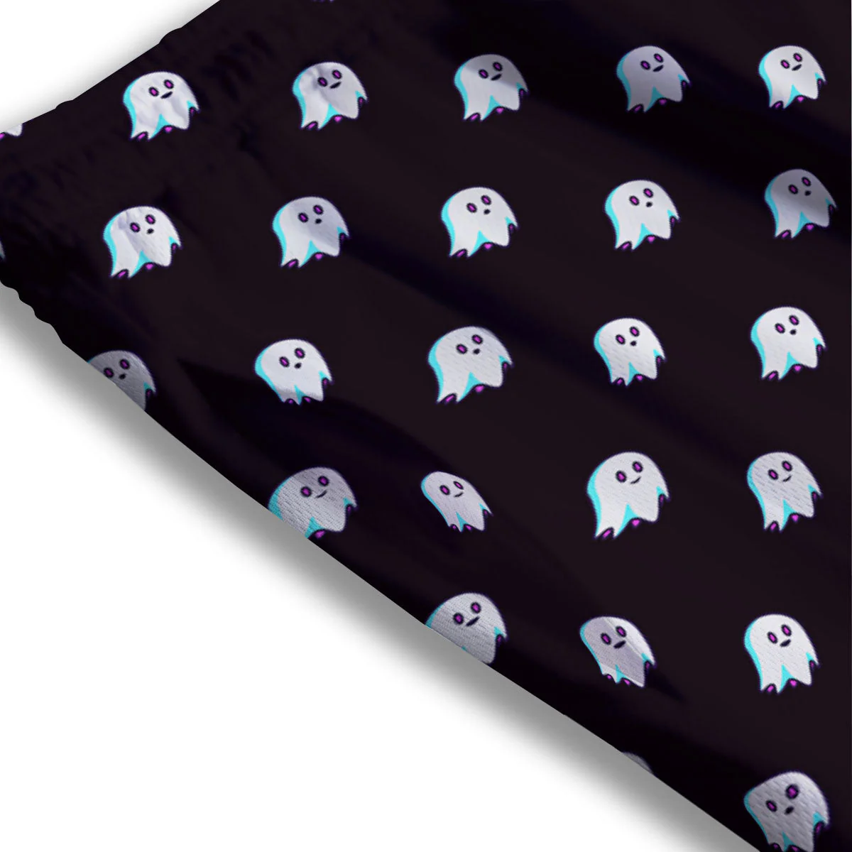 Halloween Ghost Little Print Pattern Mesh Shorts - Image 3