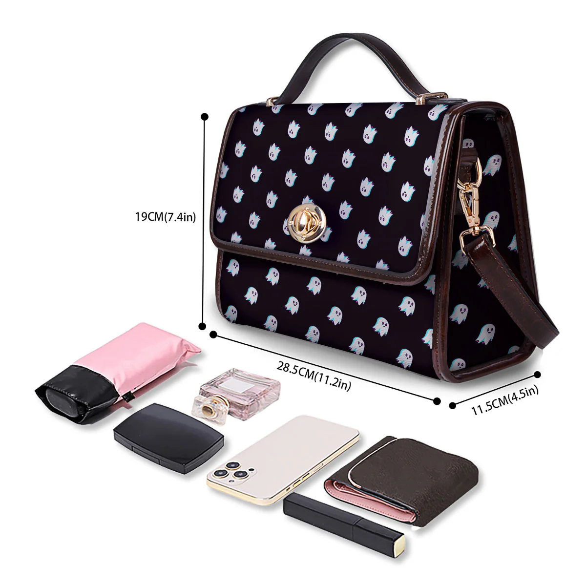 Halloween Ghost Little Print Pattern Women's Satchel Bag - Image 4