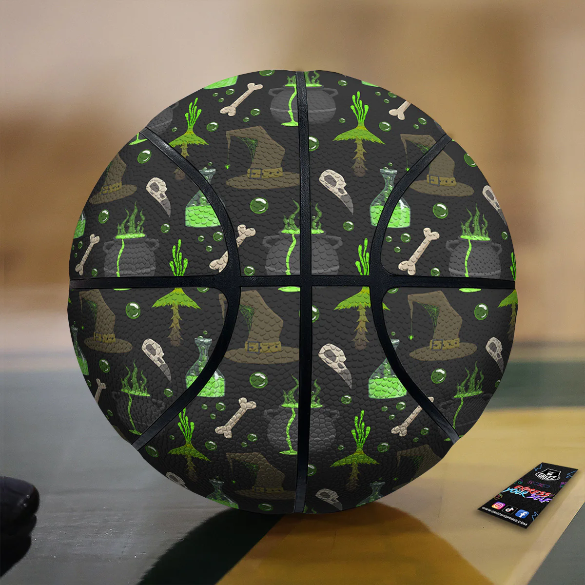 Halloween Green Poison Witch Print Pattern Basketball