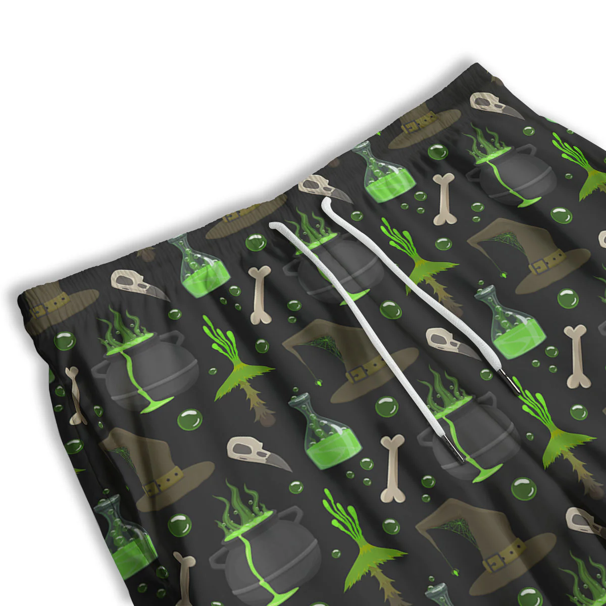 Halloween Green Poison Witch Print Pattern Men's Athletic Shorts - Image 3