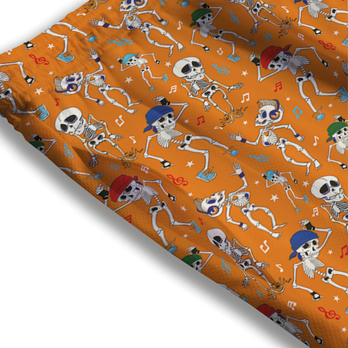 Halloween Party Orange Print Pattern Mesh Shorts - Image 3