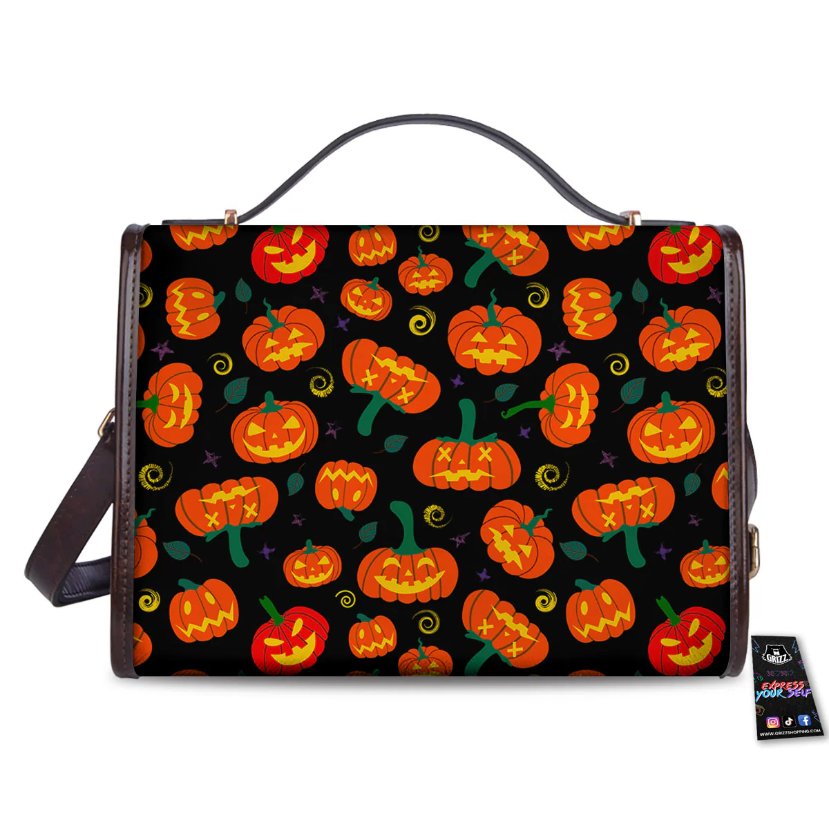 Halloween Pumpkin Print Pattern Women's Satchel Bag - Image 2