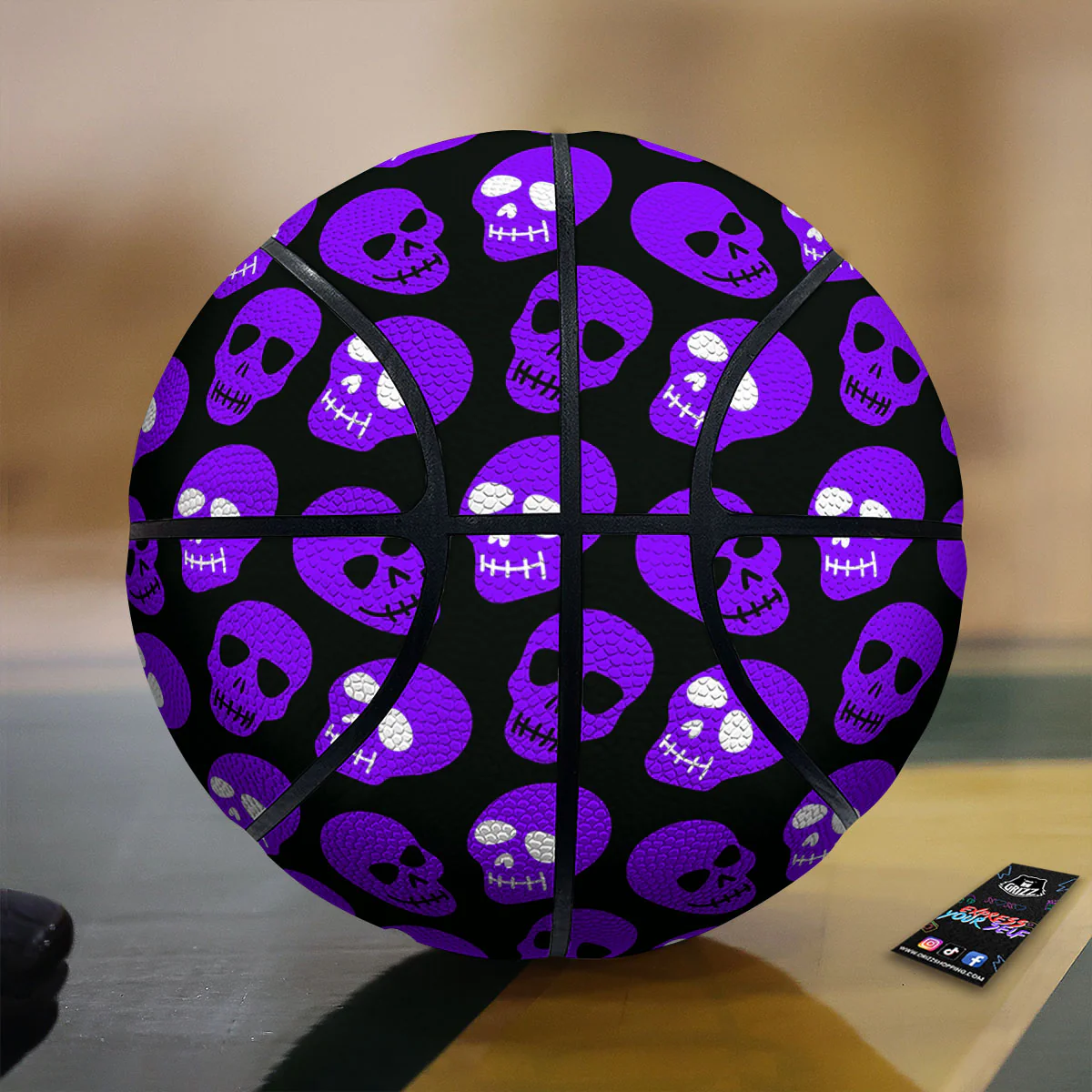 Halloween Skull Black And Purple Print Basketball