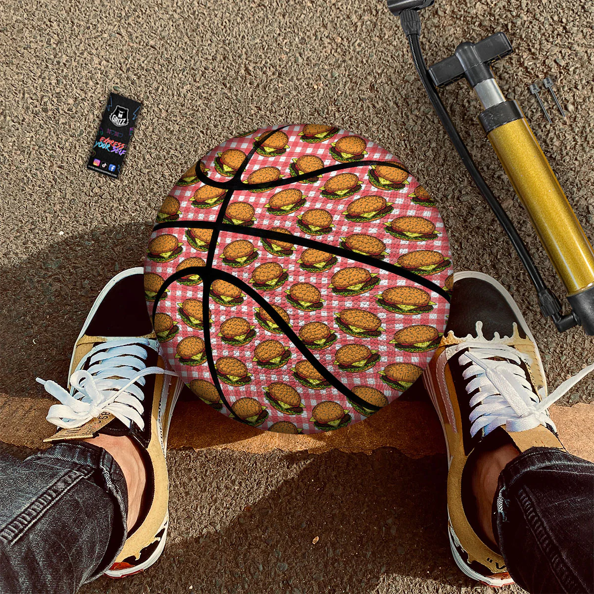 Hamburger Plaid Print Pattern Basketball - Image 2