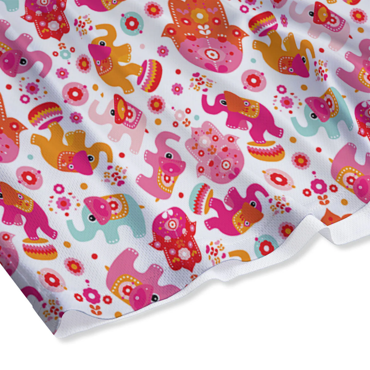 Hamsa And Girly Elephant Print Pattern Mesh Shorts - Image 4
