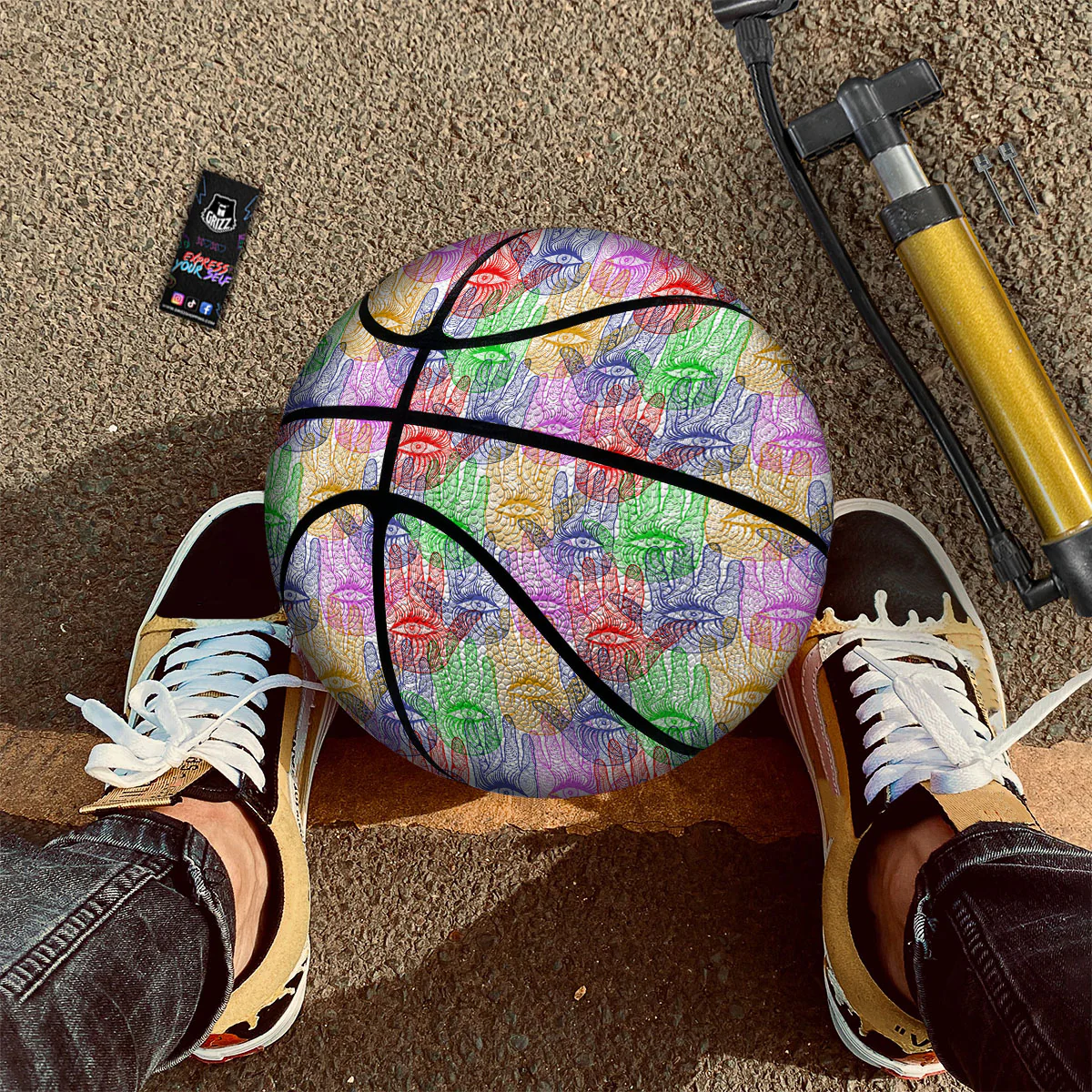 Hamsa Hand Colorful Print Basketball - Image 3