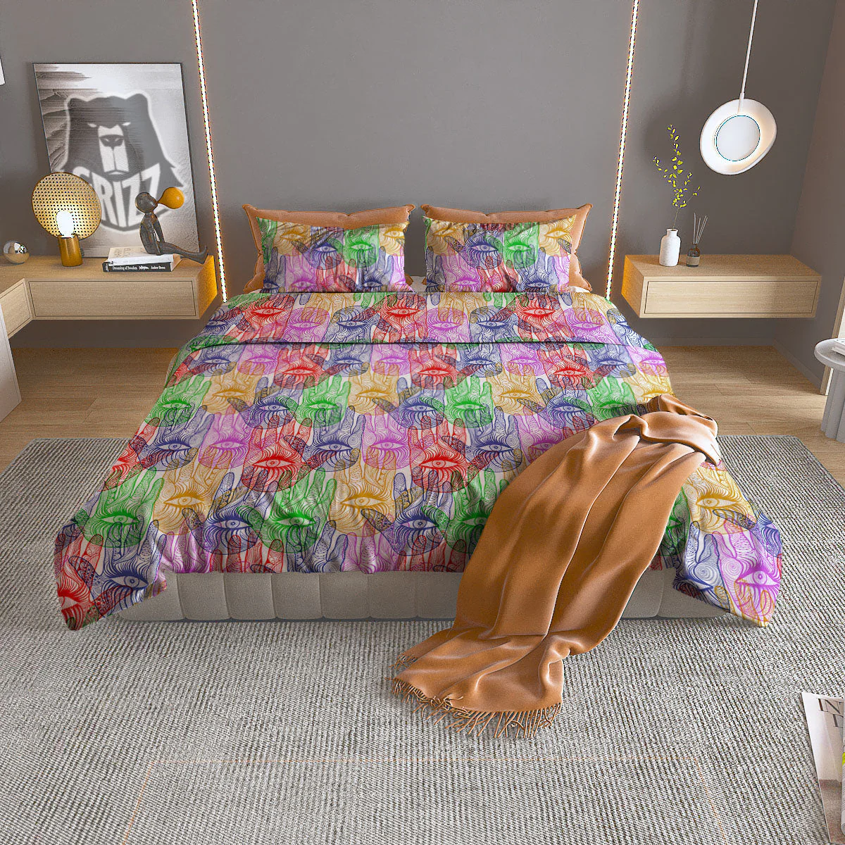 Hamsa Hand Colorful Print Duvet Cover Bedding Set