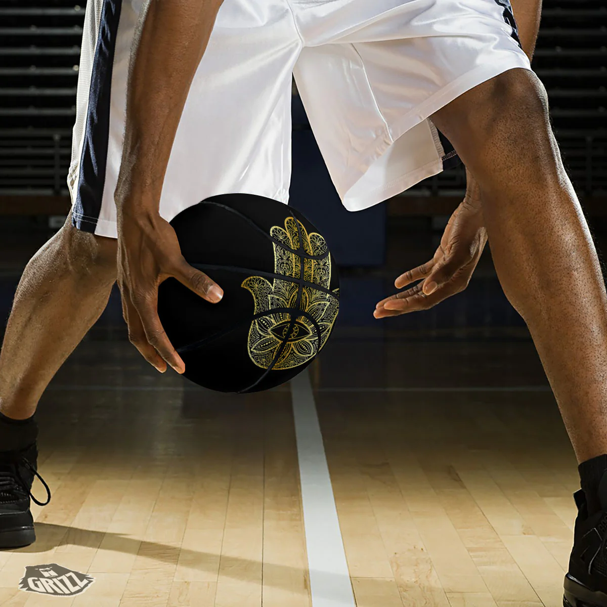 Hamsa Hand Gold Print Basketball - Image 3
