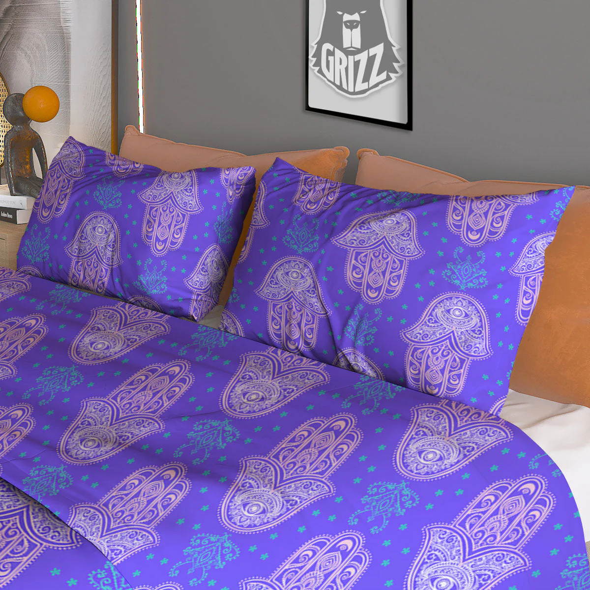 Hamsa Indian Print Pattern Duvet Cover Bedding Set - Image 3