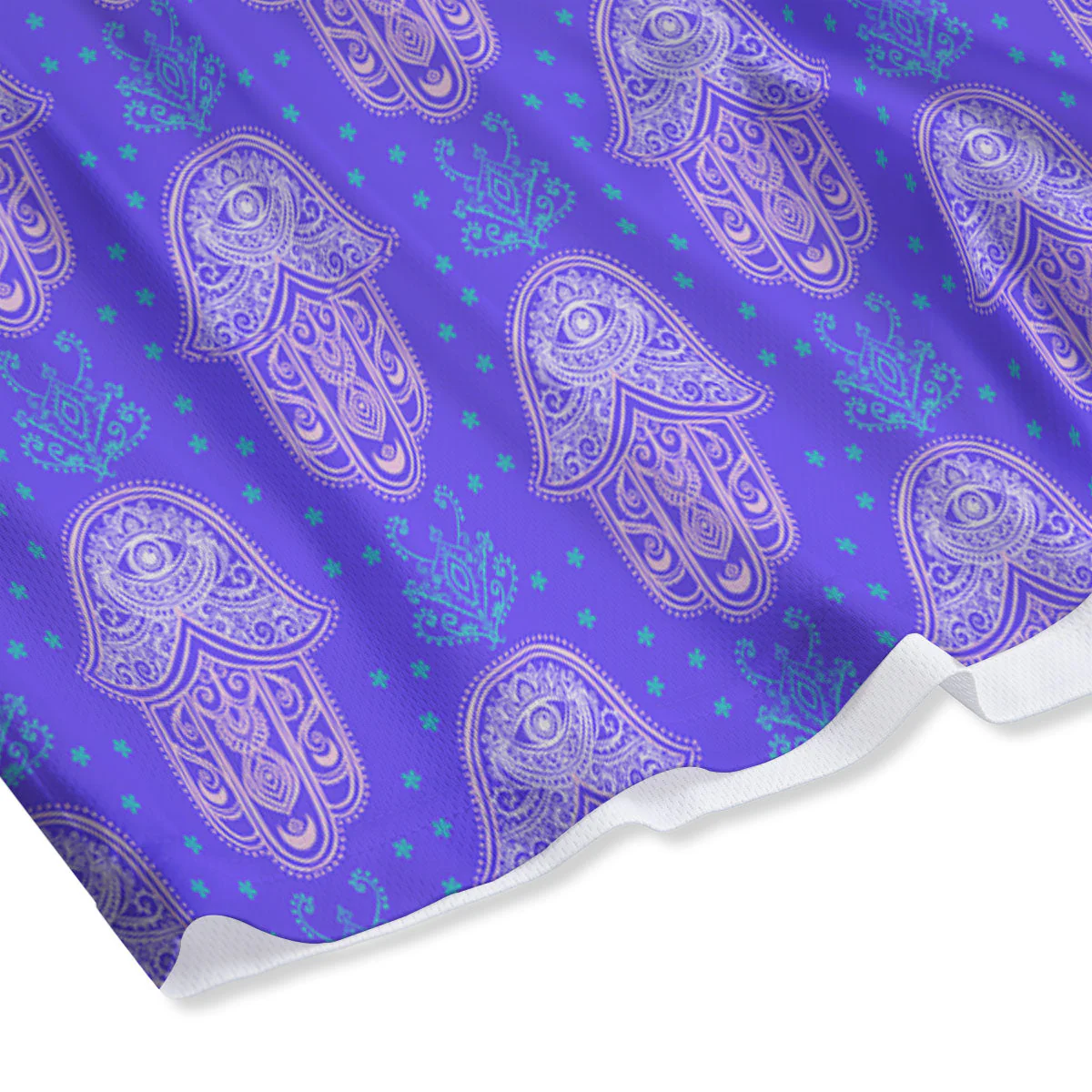 Hamsa Indian Print Pattern Mesh Shorts - Image 4