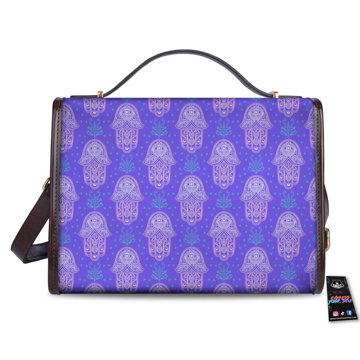 Hamsa Indian Print Pattern Women's Satchel Bag - Image 2