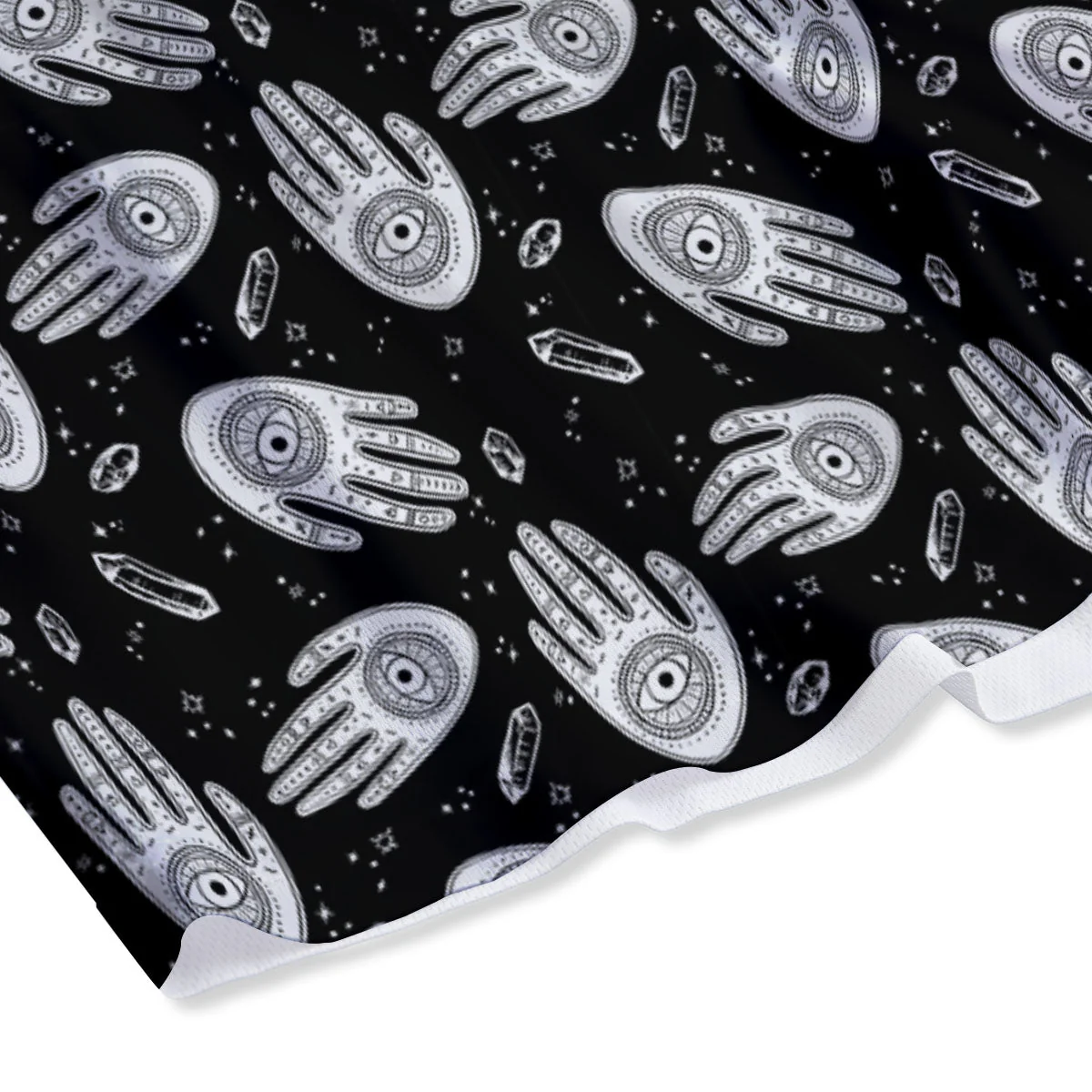 Hamsa Symbol Print Pattern Mesh Shorts - Image 4