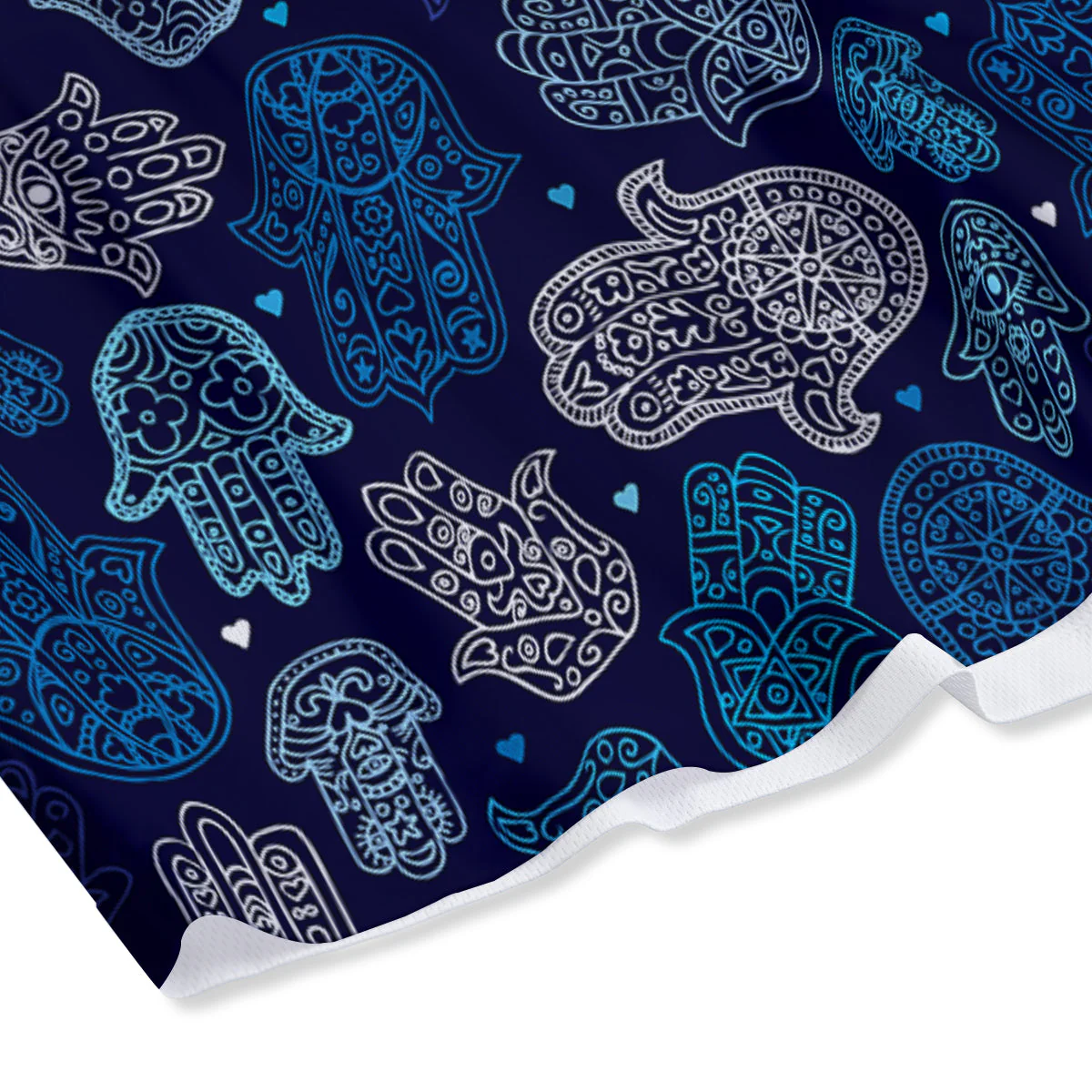 Hamsa Turquoise Print Pattern Mesh Shorts - Image 4