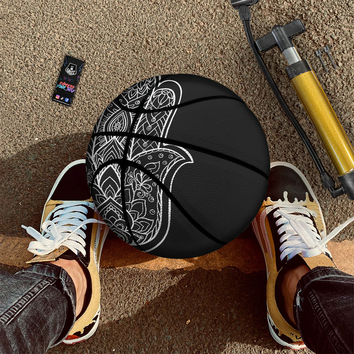 Hamsa White And Black Print Basketball - Image 2