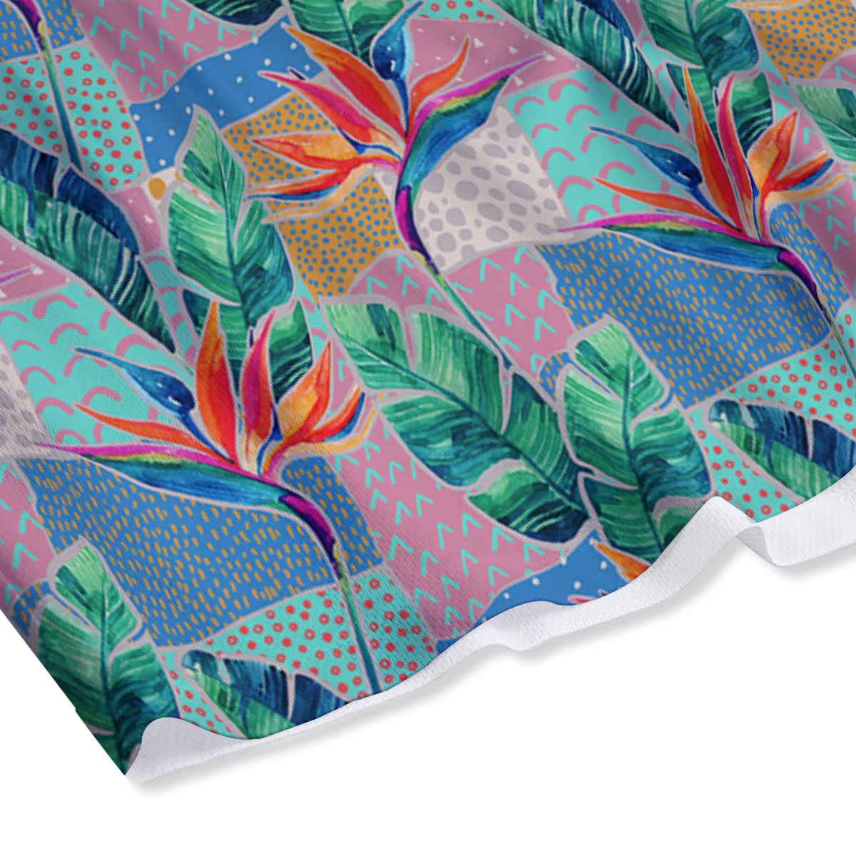 Hand Drawn Watercolor Tropical Print Pattern Mesh Shorts - Image 4