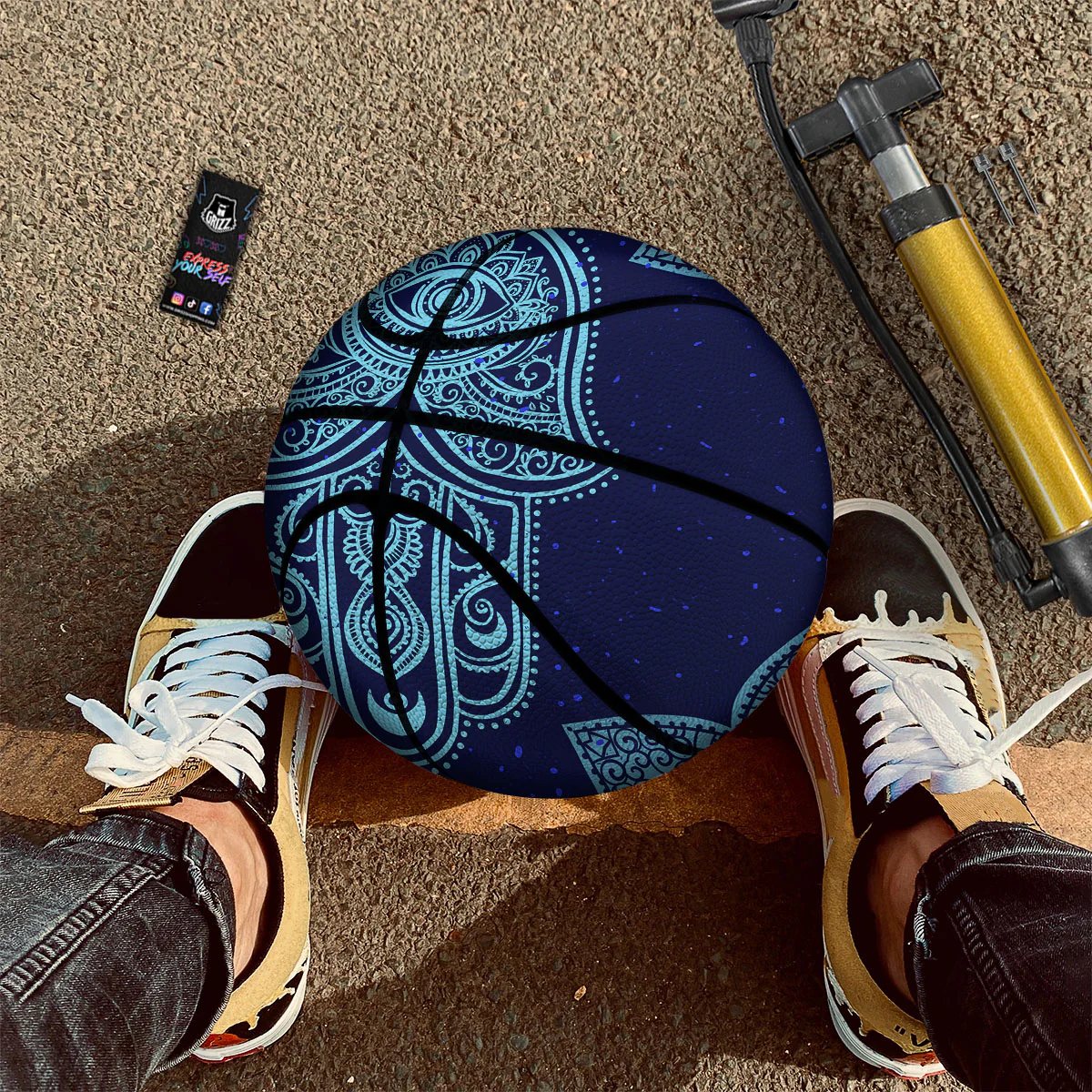 Hand Indian Hamsa Print Basketball - Image 2