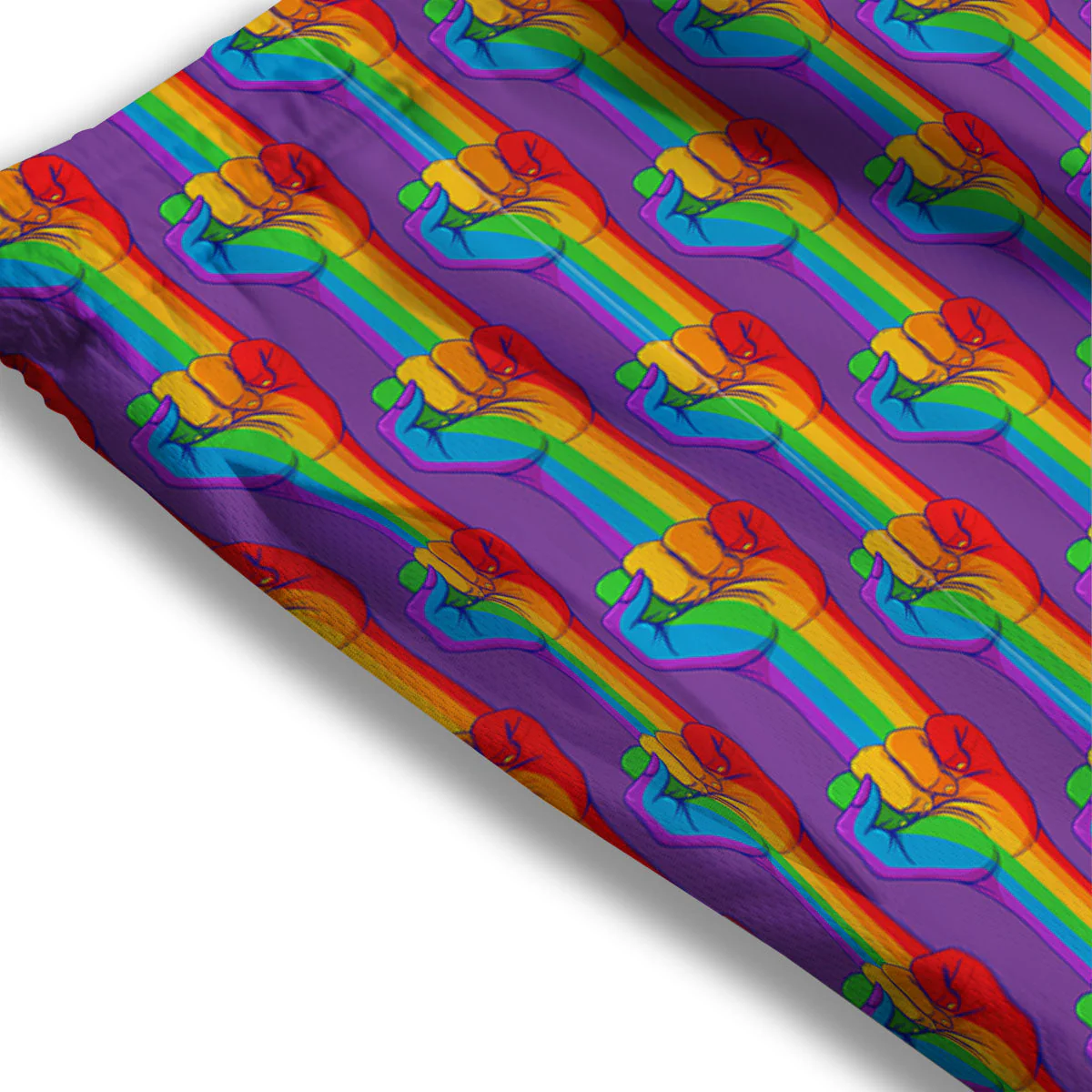 Hand Sign Gay Pride Print Pattern Mesh Shorts - Image 3