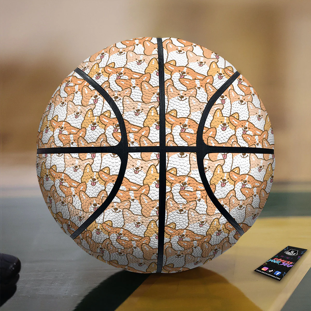 Happy Corgi Print Pattern Basketball