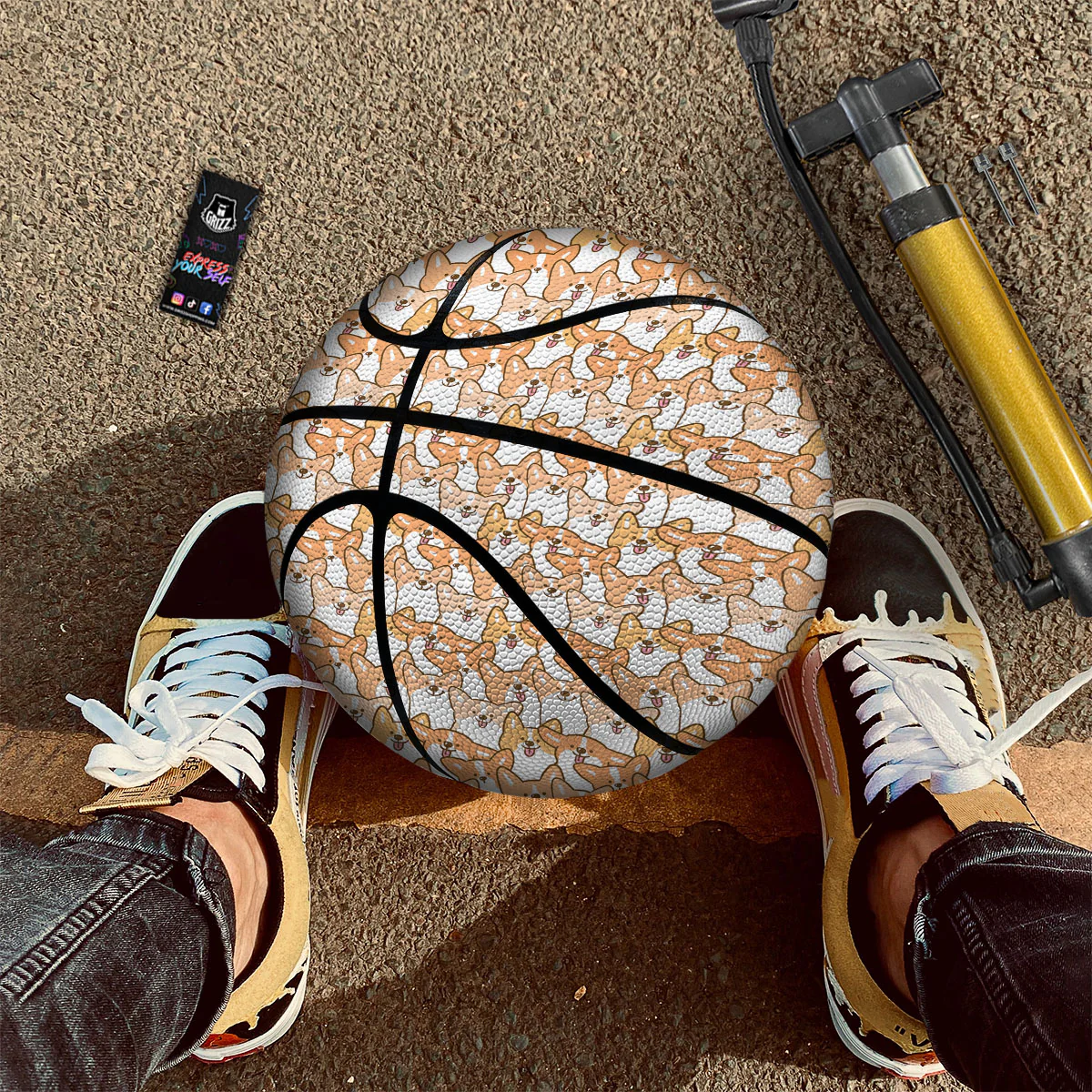 Happy Corgi Print Pattern Basketball - Image 2