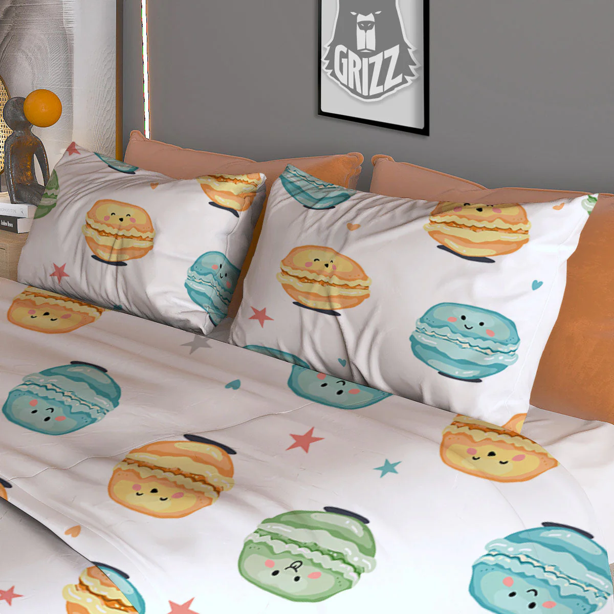 Happy Macarons Print Pattern Duvet Cover Bedding Set - Image 3