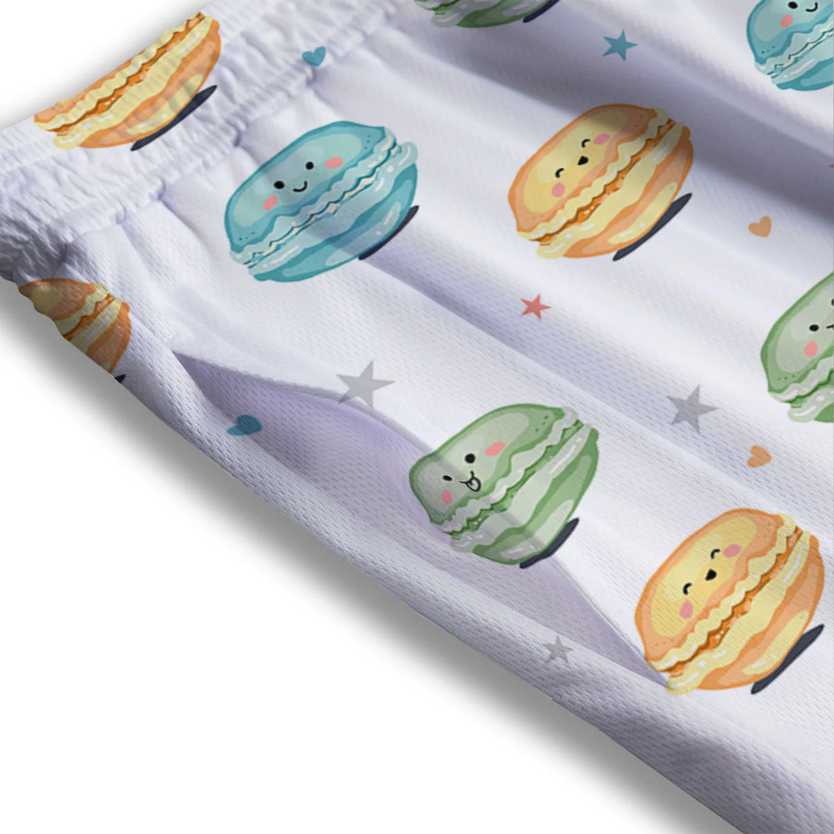 Happy Macarons Print Pattern Mesh Shorts - Image 3