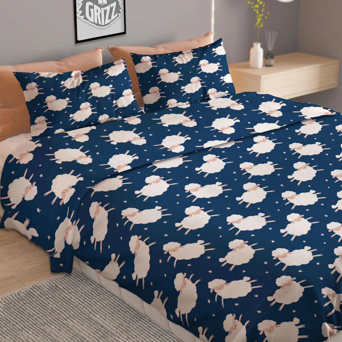 Happy Sheep Print Pattern Duvet Cover Bedding Set - Image 2