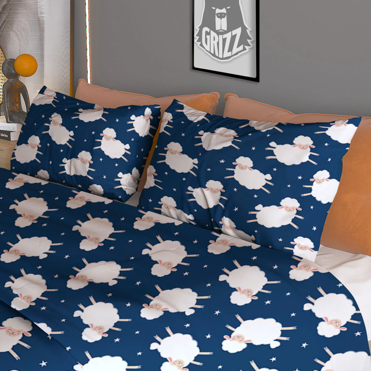 Happy Sheep Print Pattern Duvet Cover Bedding Set - Image 3