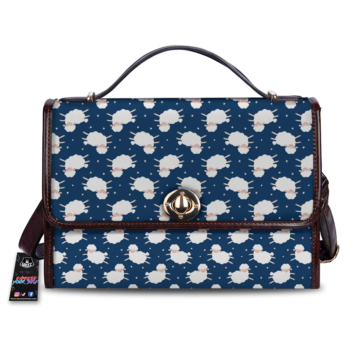 Happy Sheep Print Pattern Women's Satchel Bag