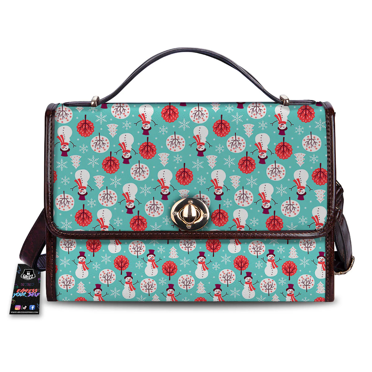 Happy Snowman Print Pattern Women's Satchel Bag