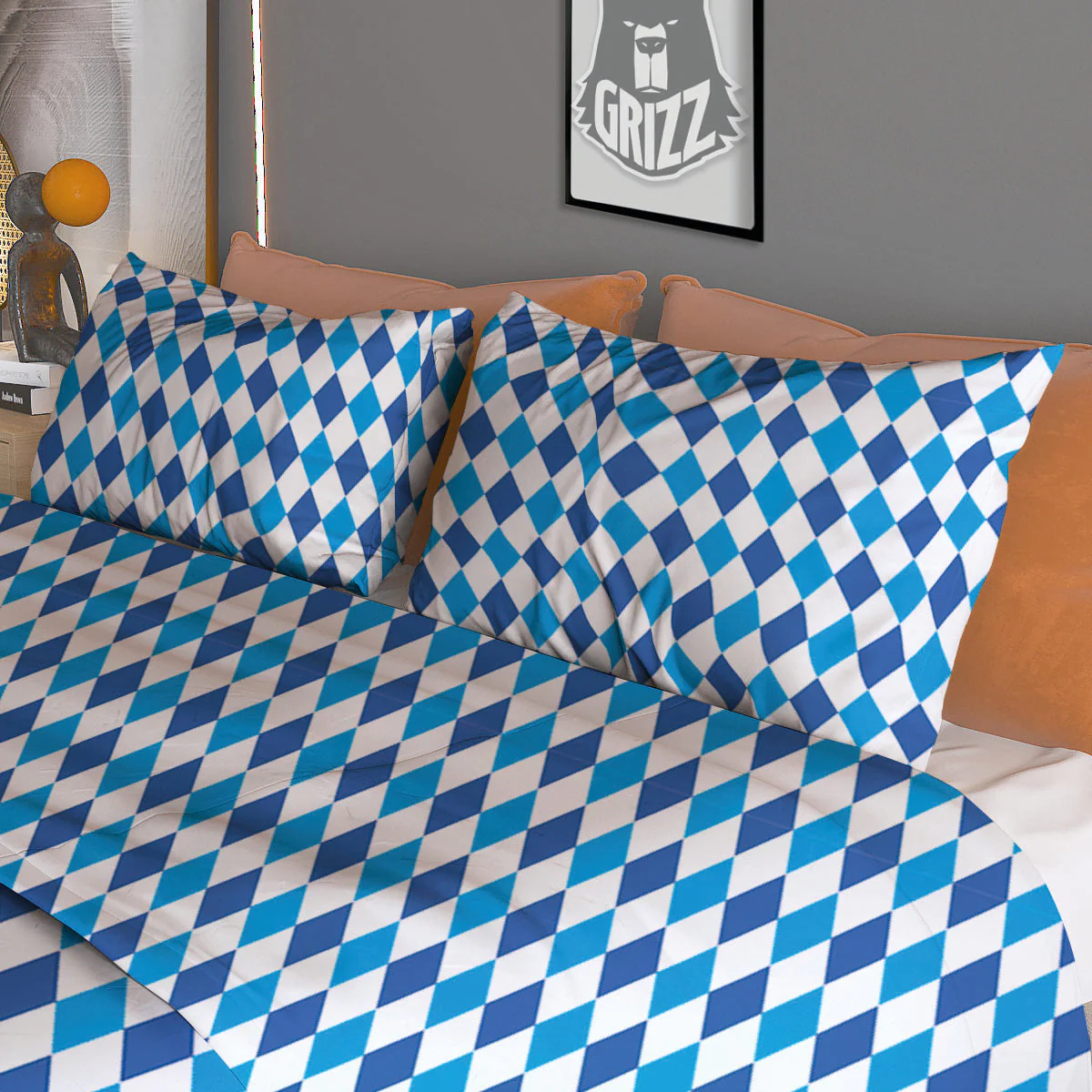 Harlequin Blue Print Pattern Duvet Cover Bedding Set - Image 3