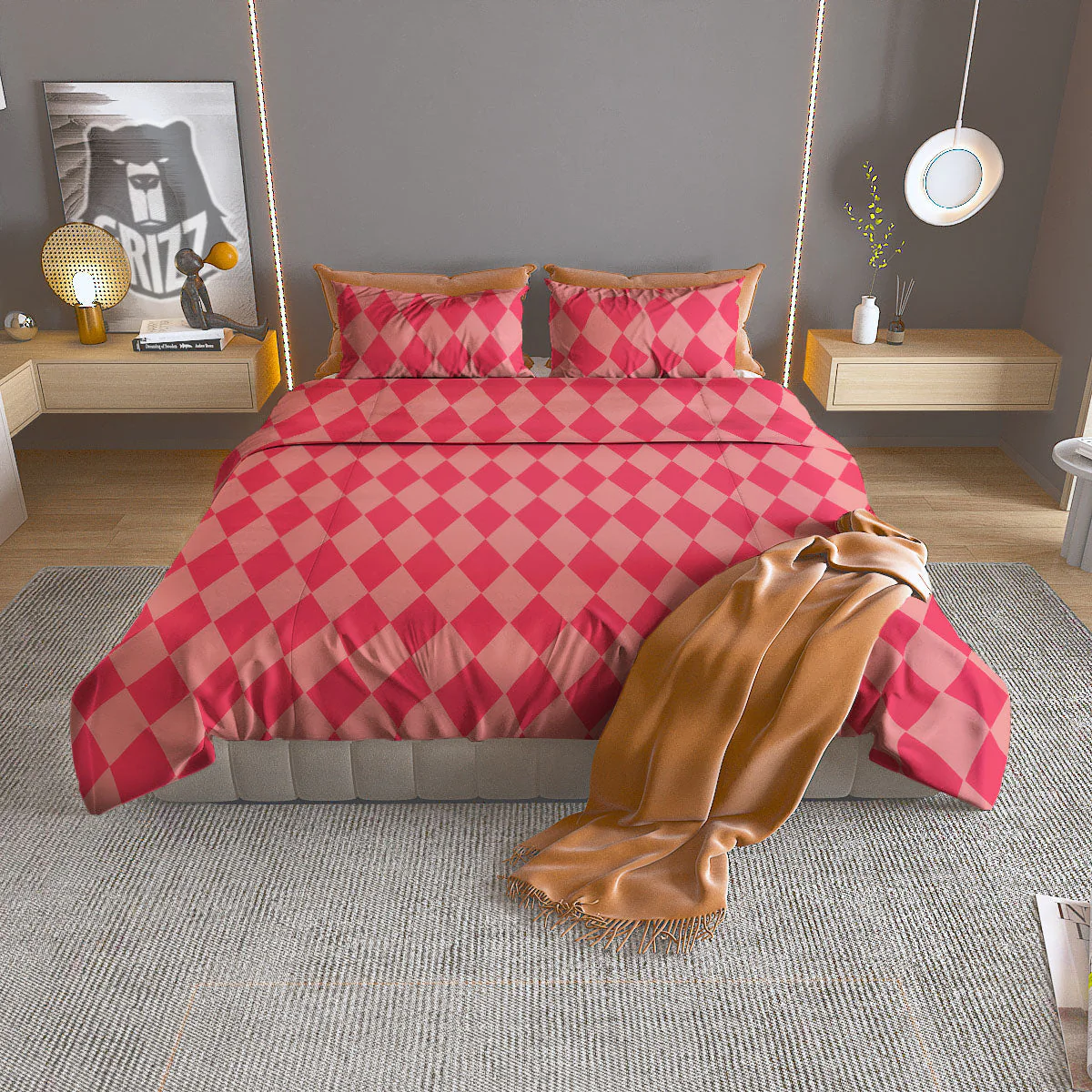 Harlequin Pink Print Pattern Duvet Cover Bedding Set