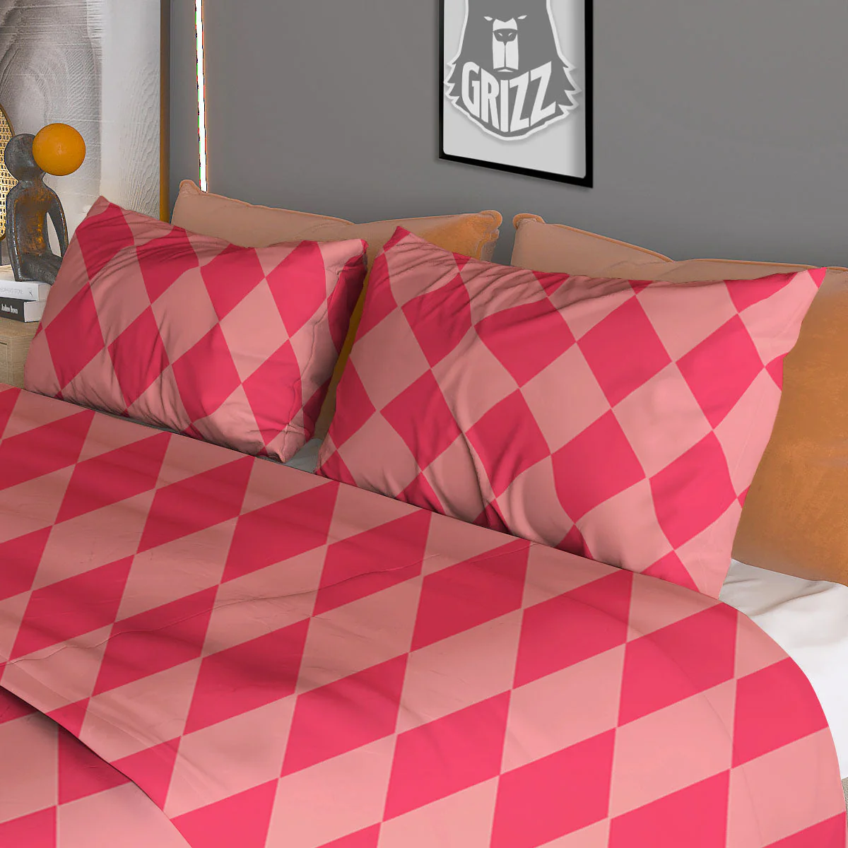 Harlequin Pink Print Pattern Duvet Cover Bedding Set - Image 3