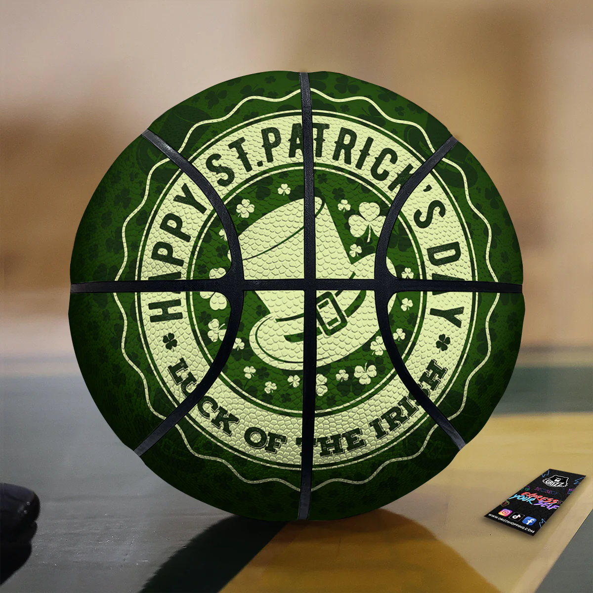 Hat And St. Patrick's Day Clover Print Basketball