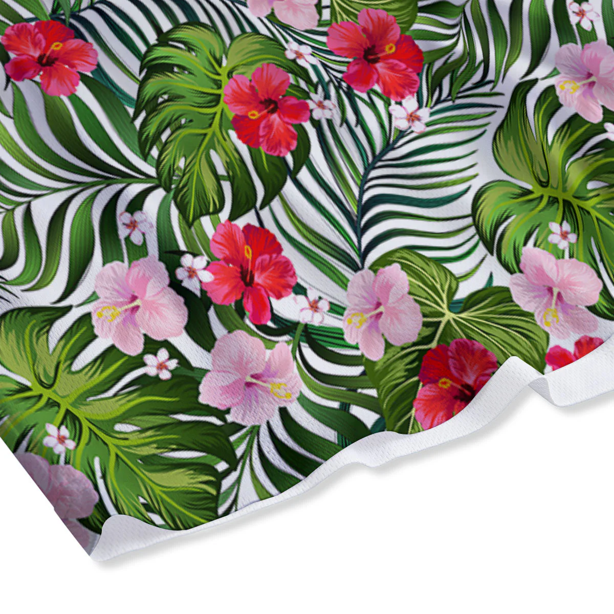 Hawaii Hibiscus Monstera Print Pattern Mesh Shorts - Image 4
