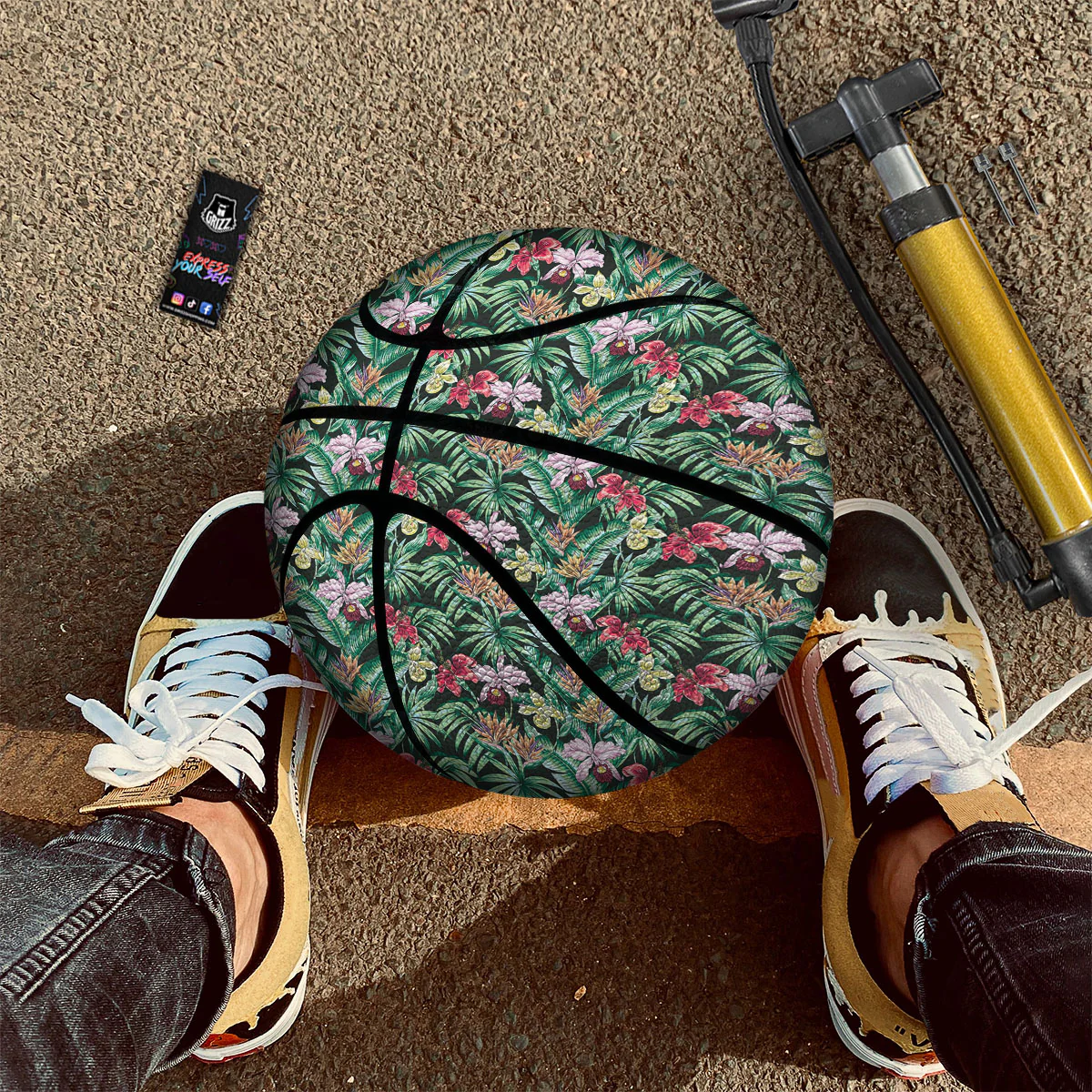 Hawaii Hibiscus Orchids Print Pattern Basketball - Image 2