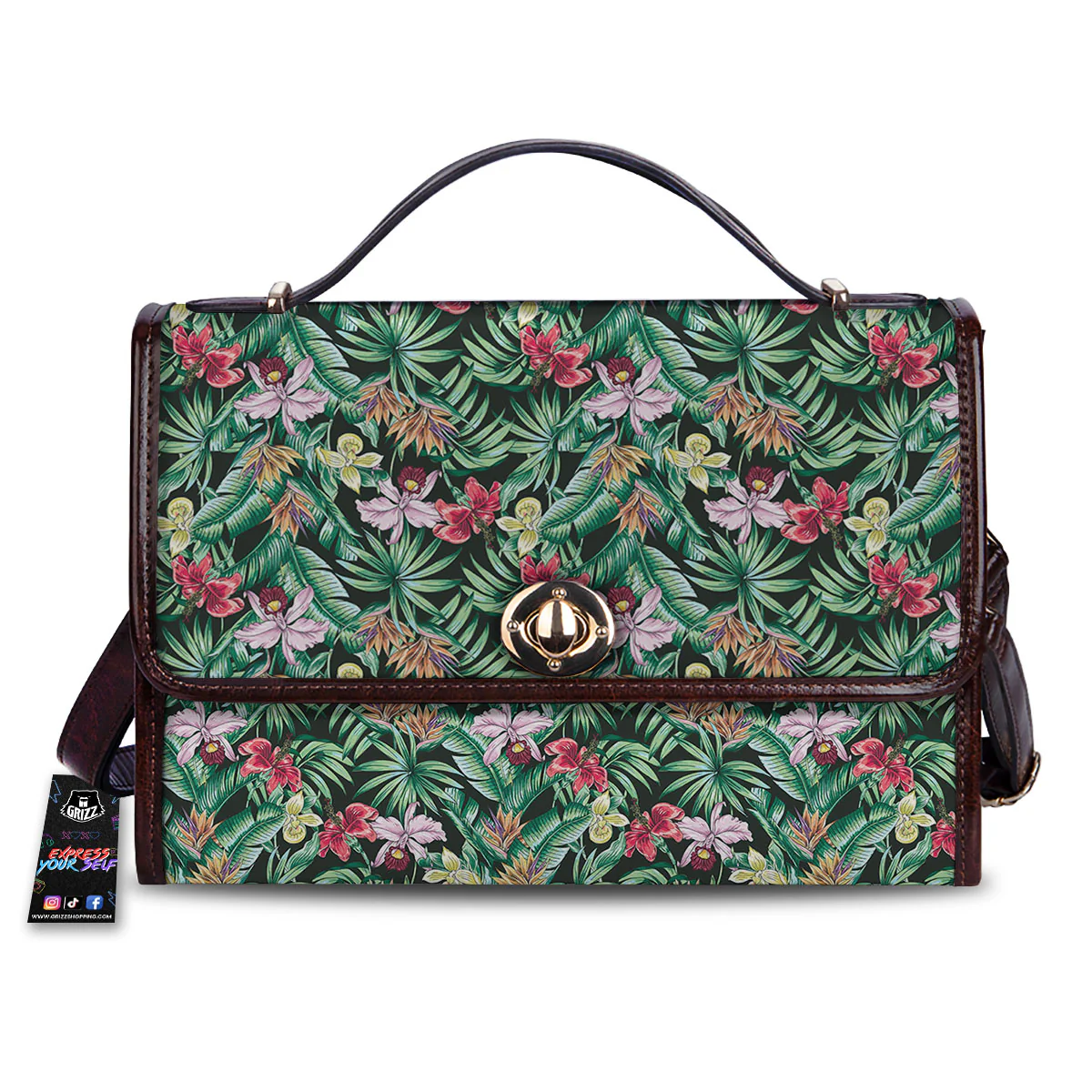 Hawaii Hibiscus Orchids Print Pattern Women's Satchel Bag