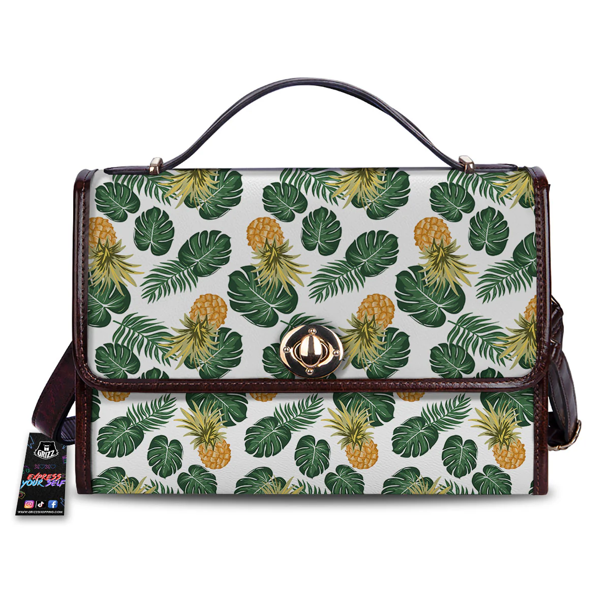 Hawaii Hibiscus Pineapple Print Pattern Women's Satchel Bag