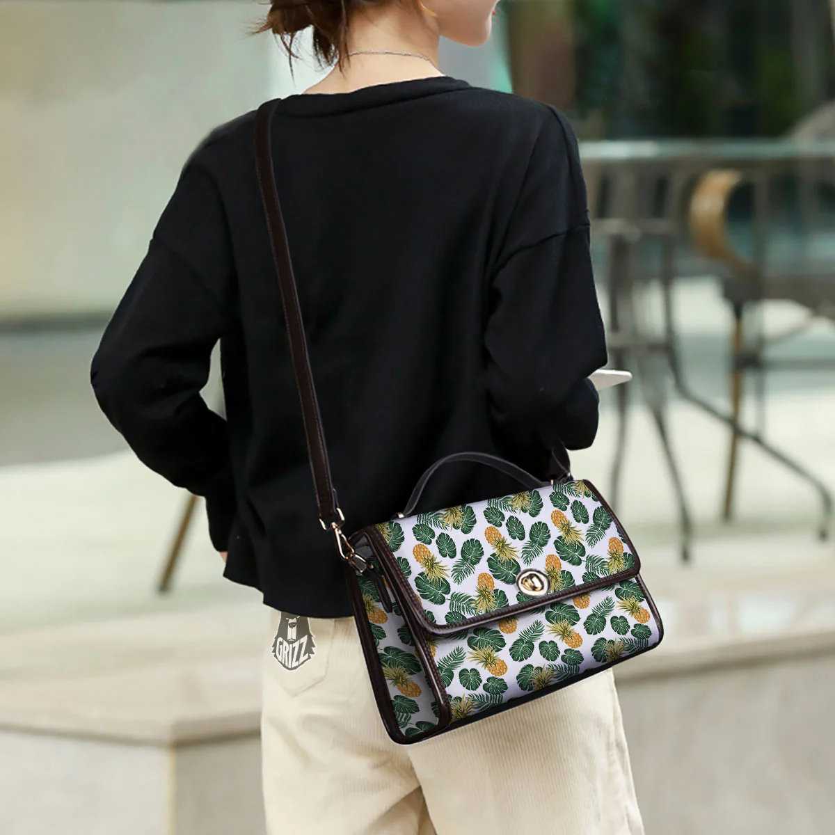 Hawaii Hibiscus Pineapple Print Pattern Women's Satchel Bag - Image 3