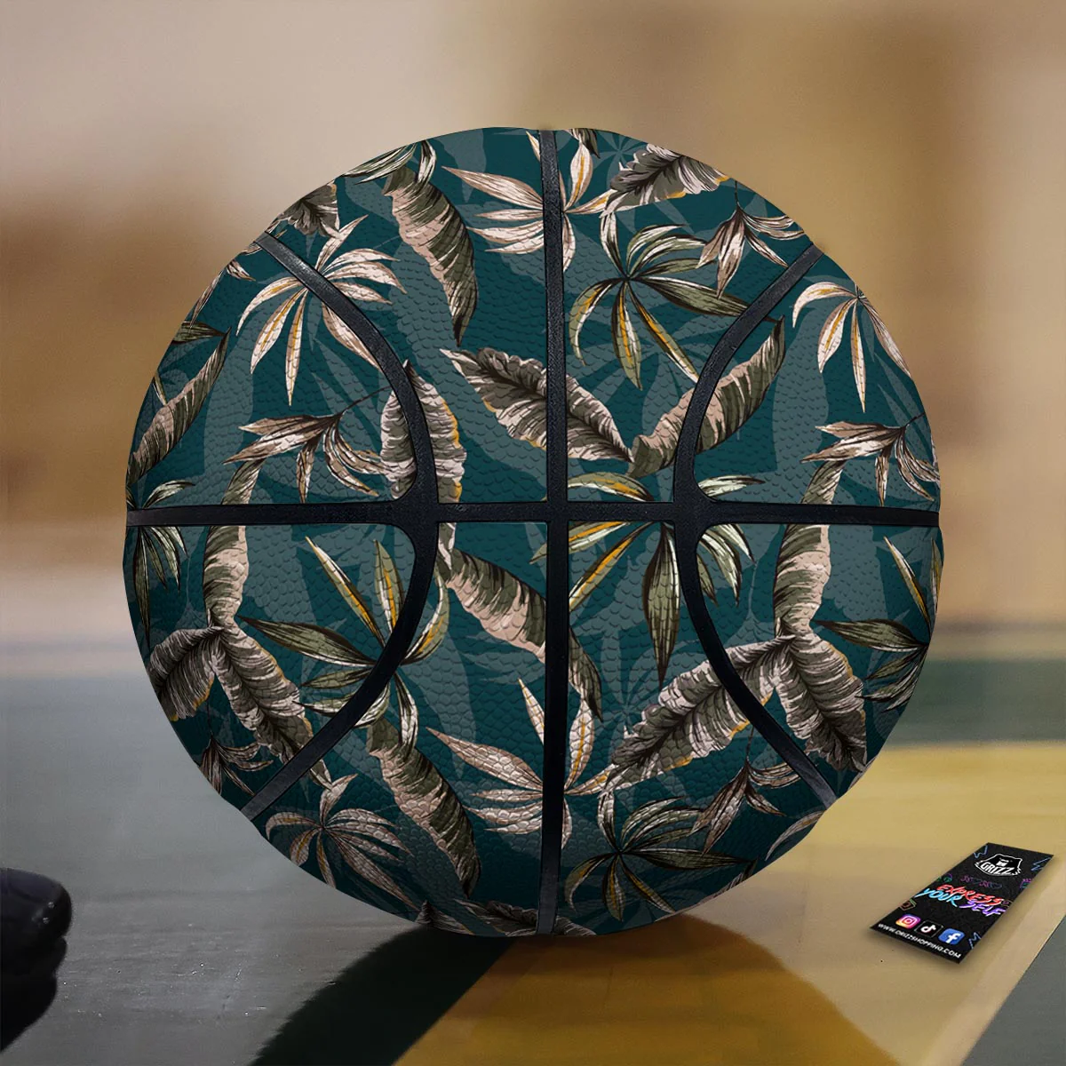 Hawaii Leaf Green Tropical Print Pattern Basketball