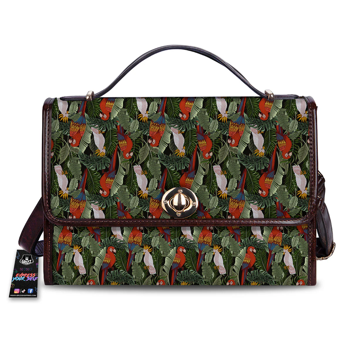 Hawaii Leaf Parrot Banana Print Pattern Women's Satchel Bag