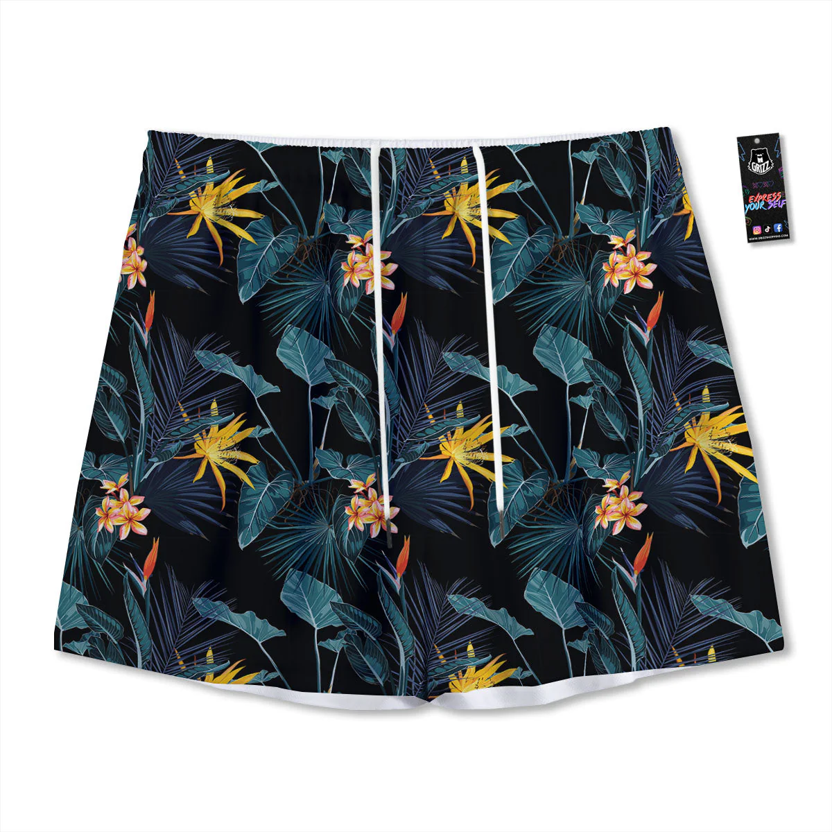 Hawaii Night Tropical Print Pattern Mesh Shorts