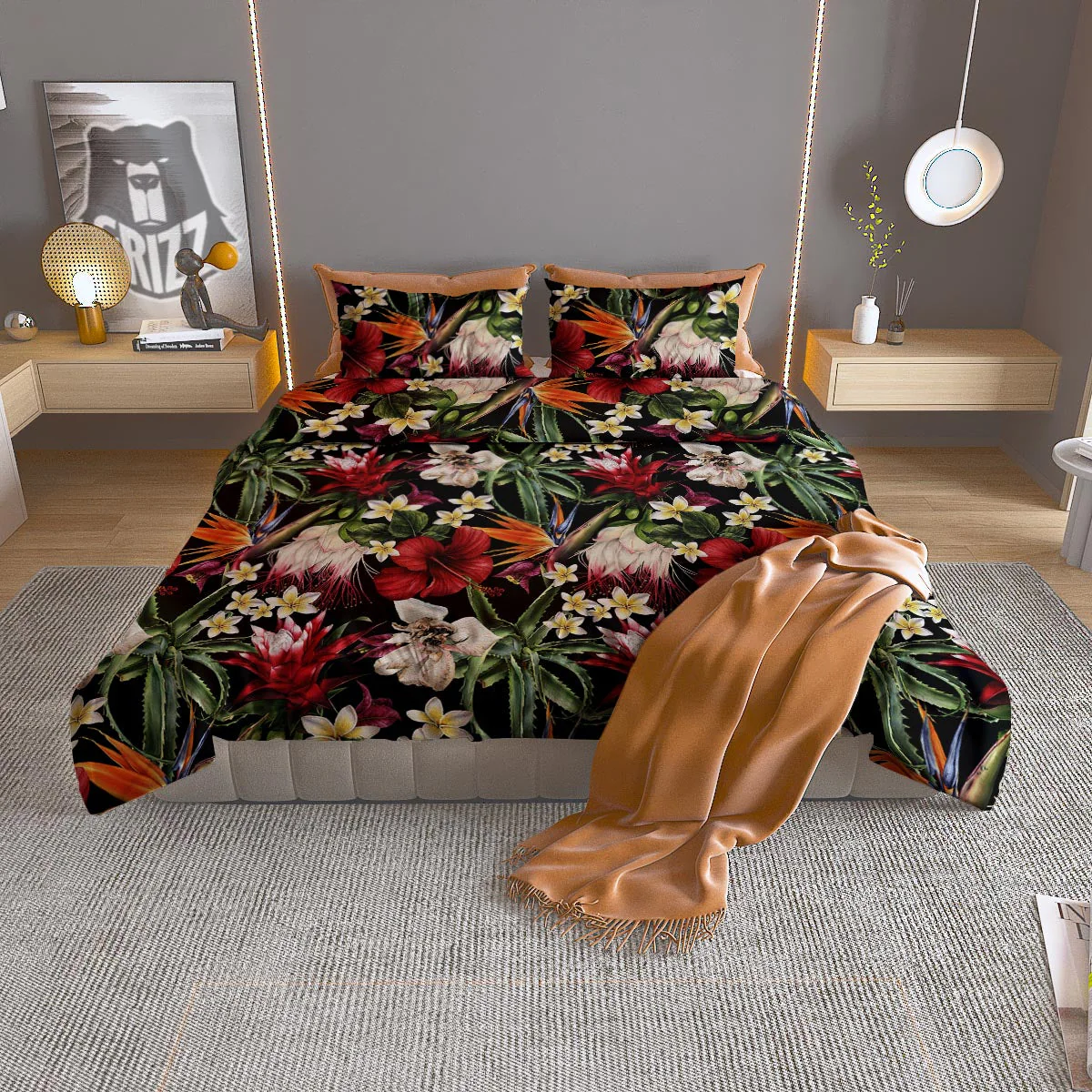 Hawaii Summer Tropical Print Pattern Duvet Cover Bedding Set
