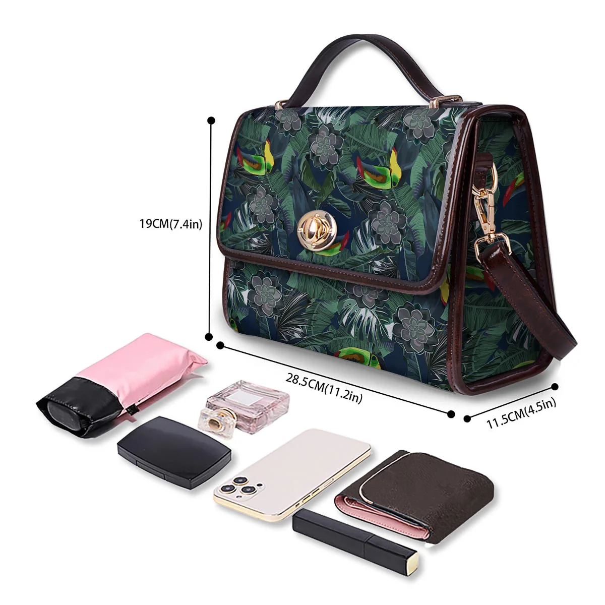 Hawaii Toucan Aloha Print Pattern Women's Satchel Bag - Image 4